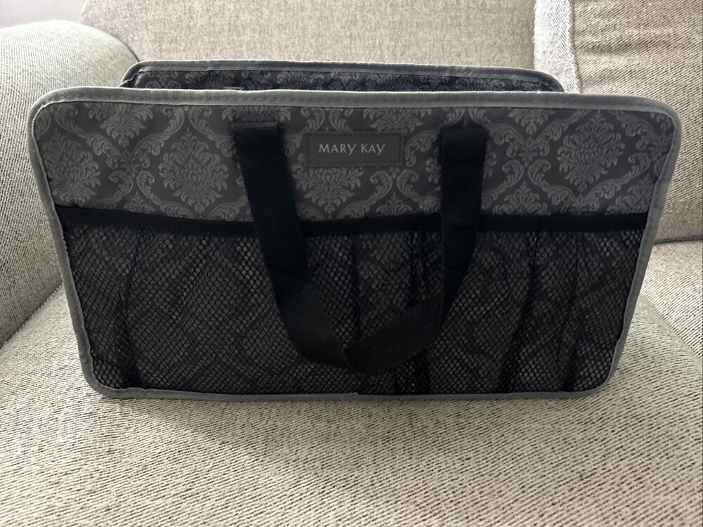 Mary Kay Tote Black Grey Consultant Cosmetic Caddy Storage Organizer Tote Travel